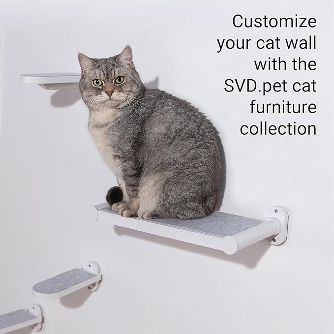 SVD.PET Cat Wall Shelves, 17" x 8" Cat Wall Furniture with Felt Pad, Simple and Modern Design Wal Mounted Cat Platforms, Easy to Install and to Clean, Cat Window Perch for Sleeping and Playing (White)