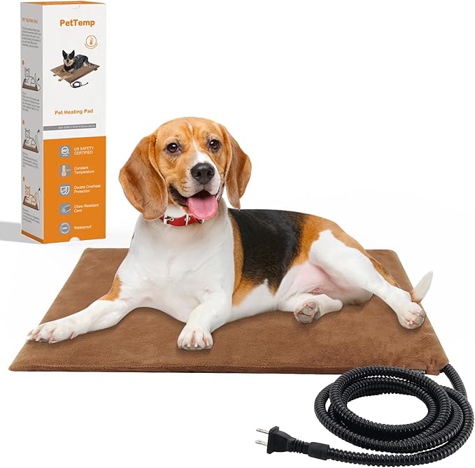 Pet Heating Pad, Electric Heated Pad for Dog Cat, Warm Mat Waterproof Dogs Cats Beds with Constant Temperature,Chew Resistant Cord, Comfortable Heater Heater Blanket Puppy and Kitten (M:20'' x 16'')