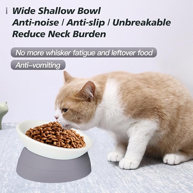 3Pcs Cat Bowls Elevated Cat Food Bowl Adjustable Cat Dish Anti-Slip and Anti-Noise Raised Cat Bowl Protecting Pet’s Spine Thickened Plastic Bowl Suitable for Indoor Cats, 17 Oz,