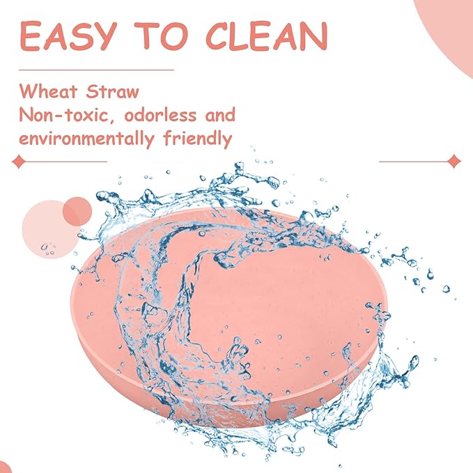 6-Pieces Whisker Fatigue Cat Bowl - 5.5 Inch Shallow Cat Food Dish Wide Cat Wet Feeding Bowls, PET Plate for Kittens and Short Legged Cat, Wheat Straw