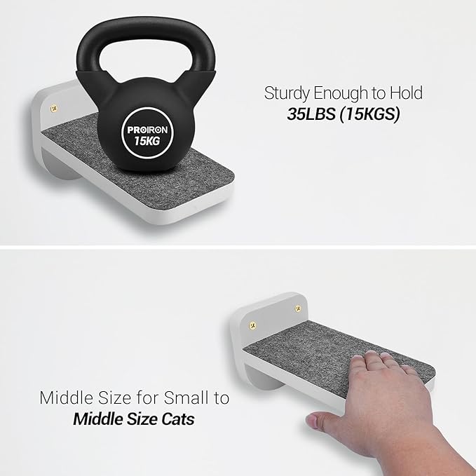 Set of 3 Natural Wood Cat Steps for Wall -Wall Mounted Cat Stairs Shelves, Cat Climbing Ladder, Cat Shelf and Perches for Wall - Holds up 30lbs