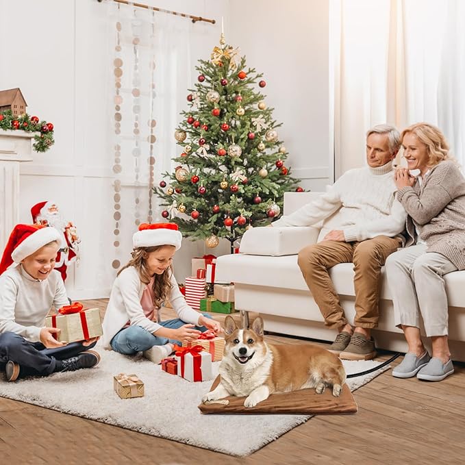 NAMOTEK Pet Heating Pad Adjustable Temperature with Timer, Waterproof Heated Mat with Chew Resistant Cord, Auto Power-Off Electric Indoor Pet Heat Pad for Dogs and Cats