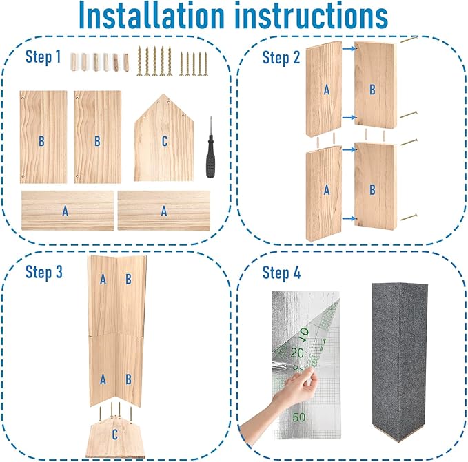 24" Tall Couch Corner Scratching Post with 3Pcs Replaceable Self-Adhesive Cat Scratching Post Carpet, Cat Scratch Pad Mat- Stylish Indoor Cat Scratcher Board Furniture Protector