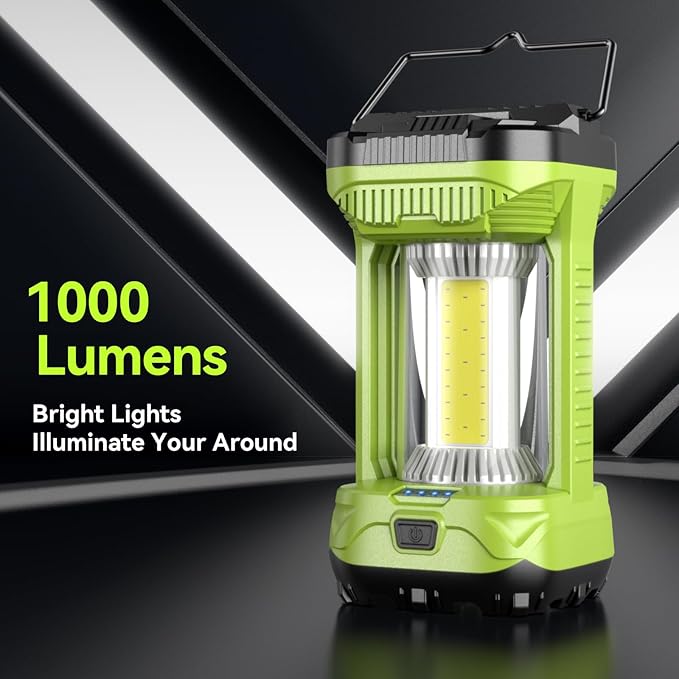 AlpsWolf Camping Lantern Rechargeable, 1000LM 4 Light Modes Camping Light 4000mAh Rechargeable Lantern for Power Outages Portable Waterproof Camping Lamp Camping Essentials for Emergency, 2 Packs