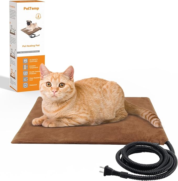 Pet Heating Pad, Electric Heated Pad for Dog Cat, Warm Mat Waterproof Dogs Cats Beds with Constant Temperature,Chew Resistant Cord, Comfortable Heater Heater Blanket Puppy and Kitten (S:16'' x 13'')