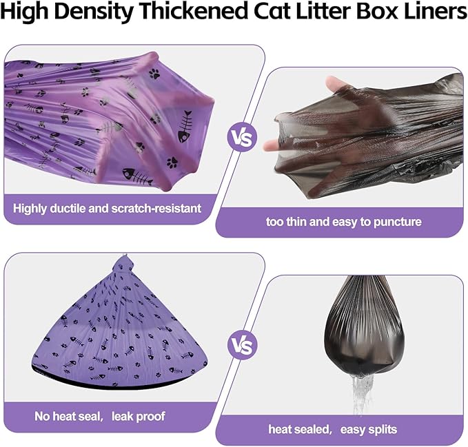 40 Count Cat Litter Box Liners Bags Large, Jumbo Drawstring Extra Thick Pet Cat Pan Liners, Extra Durable Kitty Litter Box Waste Bags - 36" x 18"