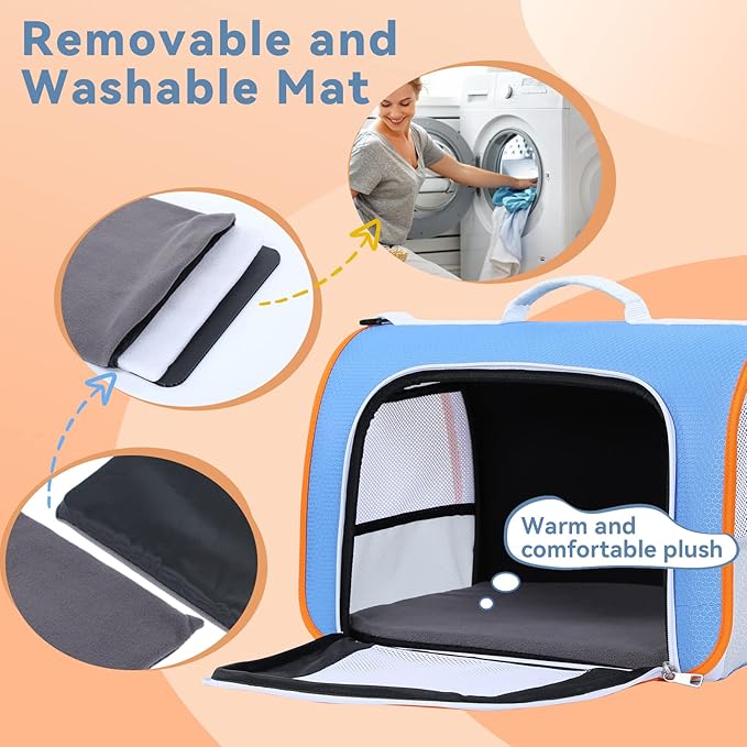 A4Pet Airline Approved Cat Carrier for Under 18 lbs Kitten, Soft-Sided Pet Travel Carrier Bag for Small Dogs with Shoulder Strap - Blue, 16.9 x 10.2 x 11, Medium