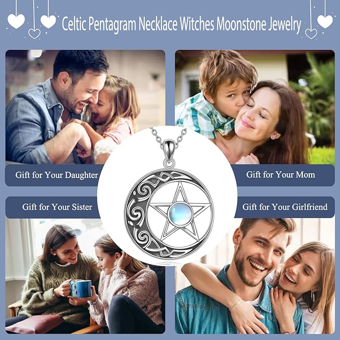 AOBOCO Cat Necklace Sterling Silver Bat Black Cat Quartz Cat Necklace Ghost Pumpkin Pentagram Witch Pendant Necklace Halloween Gifts for Women