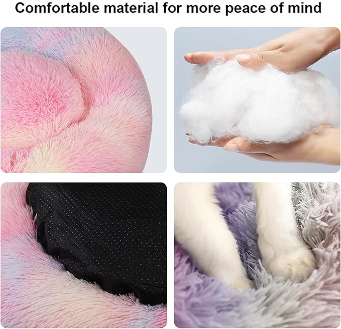 Nisrada Cat Beds for Indoor Cats,20 Inch Dog Bed for Small Melium Large Dogs, Washable-Round Pet Bed for Puppy and Kitten with Slip-Resistant Bottom