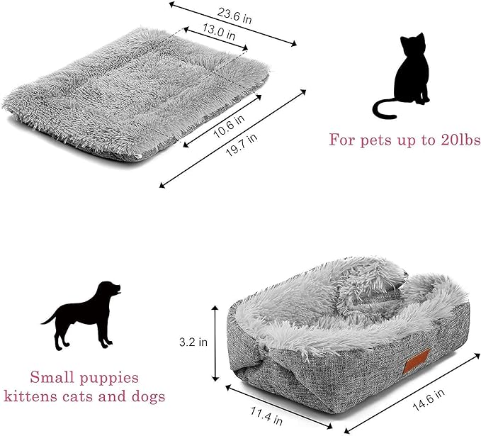Cat Bed Small Dog Bed, Self Warming Cat Beds Self Heating Cat Dog Mat, Extra Warm Thermal Pet Pad for Indoor Outdoor Pets, Calming Dog Crate Bed Pet Cushion, 23.6x19.7inch