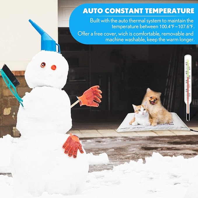 PETNF Outdoor Heated Pet Bed with Waterproof Cover,Pet Heating Pads for Dog,Soft Electric Blanket Auto Temperature Control,Heating Mat for Dog House Cabin Cot Doorway,Rescue Cats