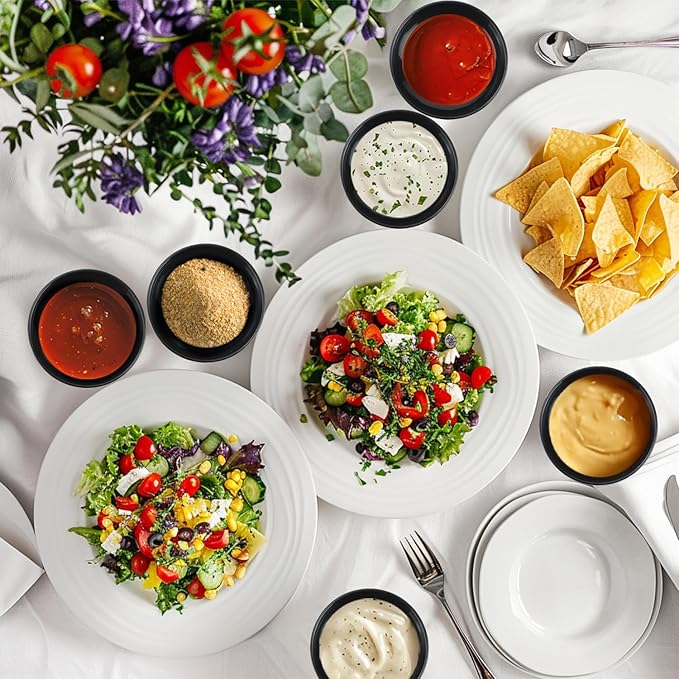 4 Inch Dipping Bowls 8 Pieces, Lightweight and Unbreakable Wheat Straw Plates, Small Soy Sauce Dishes, Small Serving Bowls for Side Dishes, Condiment, Appetizer (Black)