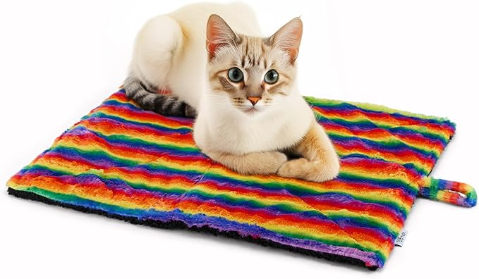 WALOO Pets Self Heating Thermal Cat Mat & Napping Pad (Rainbow)