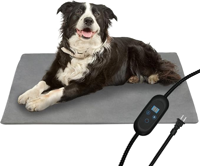 Pet Heating Pad 6 Adjustable Temperature Cat Heating Pad with Timer Waterproof Dog Heated Pet Mat Indoor Electric Heated Cat Bed Washable Heated Pet Pad for Pets Cats Dogs with Chew Resistant Cord