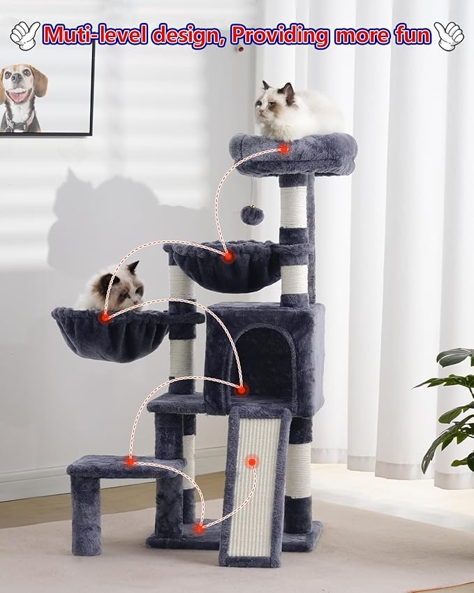 Cat Tree for Small Cats/Kitten, Cat Tower with condo, 2 Baskets, Platform, Scratch Board, Cat Scratching Posts for Indoor Cats, Smoky Gray GCT003SG