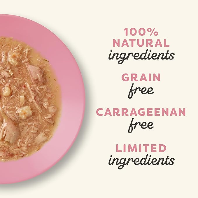 Applaws Natural Wet Cat Food in Gravy, Limited Ingredient Wet Cat Food Pouches, No Additives, Made with Natural Ingredients, Tuna with Shrimp in Gravy (12 x 2.47oz Pouches)