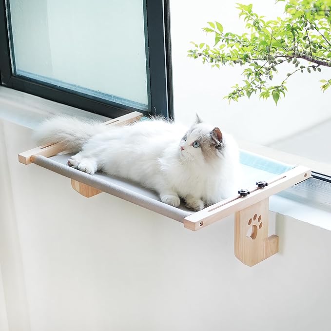 Cat Window Perch, Cat Window Hammock, Sturdy Cat Window Seat for Large Cats, Easy-to-Install and Removable Hammock for Cleaning – Damage-Free Window Mount, Medium & Large Sizes