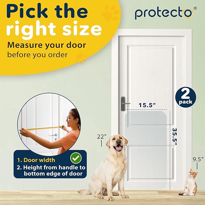 PROTECTO 2 Pack Door Protector From Dog Scratching, Cat Dog Scratch Door Protector, 35.5x15.5 Dog Door Scratch protector for Indoors Outdoors, Easy Installation on Window Wal,l Glass Door, Screen Door