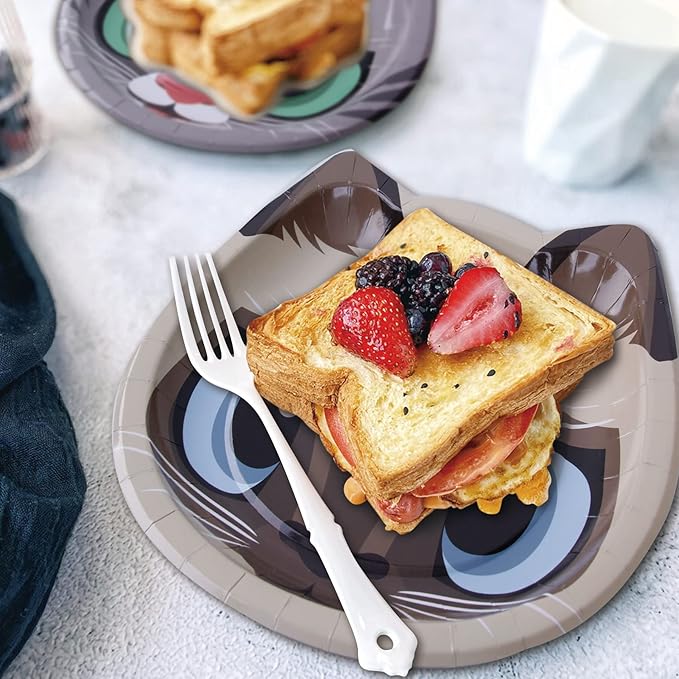 24 Pcs Cat Shaped Dinner Plates - Cat Themed Party Tableware for Birthday, Baby Shower, Kitten Theme Party Supplies