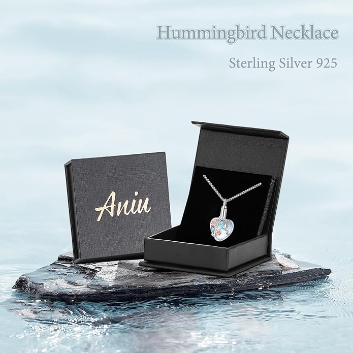 Aniu Cremation Jewelry for Ashes S925 Sterling Silver Urn Necklace Memorial Necklace for Human Ashes of Loved Ones Keepsake Pendant for Men Women