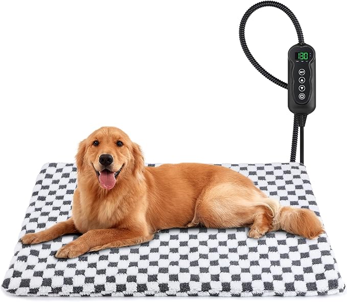 MIXJOY Pet Heating Pad, 11 Adjustable Temperature Dog Heating Pad Indoor with Timer, Heating Pad for Dogs Cats, Electric Cat Heating Pad with Washable Cover, Heated Pet bed-35''x24'', Large