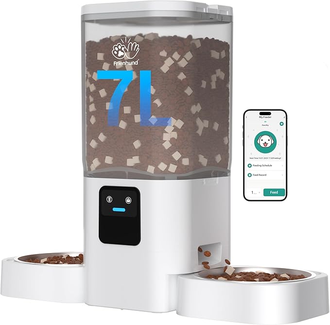 Automatic Cat Feeder with Slow Feed for 2 Cats: 5G WiFi Automatic Dog Feeder with 7L Large Pet Food Storage Container, Cat Food Dispenser with Alexa for Multiple Pets,Detachable for Easy Clean -29 Cup