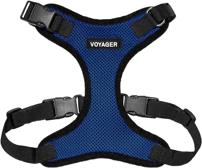 Voyager Step-in Lock Pet Harness - All Weather Mesh, Adjustable Step in Harness for Cats and Dogs by Best Pet Supplies - Royal Blue/Black Trim, S