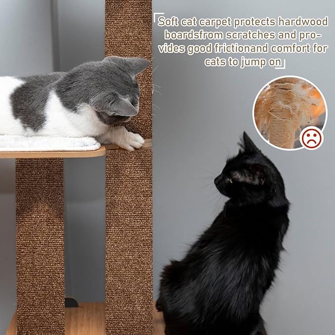 Cat Scratching Climbing Carpet Mat, Self-Adhesive Trimmable Anti Cat Scratcher Couch Furniture Protector from Cat Claws, Cat Post Covered Pad Replacement for DIY Cat Tree (Brown, 15.8" x 40")