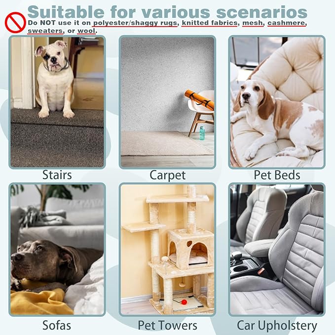 2 in 1 Pet Hair Removal Tool, 2 Sizes Serrated Scraper Edges, Portable Pet Hair Remover, Cat Hair Remover for Furniture, Rug Scraper for Pet Hair, Long Tooth Comb for Dog Grooming