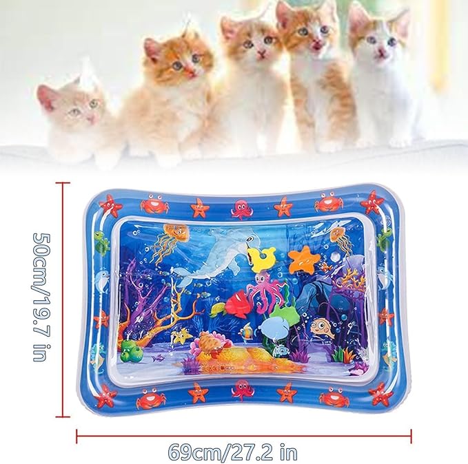 Water Sensory Playmat for Cats,Thickened Sensory Water Playmat for Cats,Cat Water Play Mat,Cat Toys for Bored Indoor Cats.-Dolphin Design