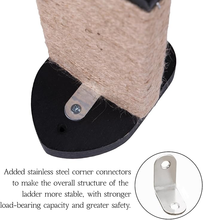 3pcs Cat Wall Steps, Cat Climbing Wall Mounted Cat Furniture, Cat Wall Shelves Cat Steps for Wall with Hemp Rope Covered, Solid Wood Cat Ladder for Cats Playing and Climbing (Large-Black)