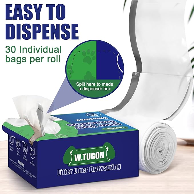 120 Pack Litter Box Robot 3 and 4 Waste Bags, 2.5 Mils Extra Thick Litter Box Liner, Box Drawstrings Closure Waste Bags for Self-Cleaning Litter Box