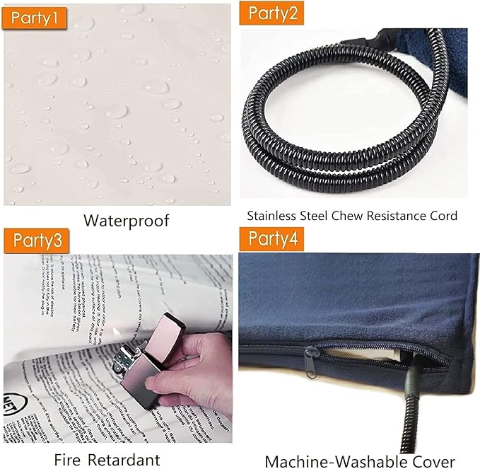 TJOY Pet Heating Pad for Cats,Dog Heating Pad Temperature Adjustable Electric Heated Pet Bed Mat with Timer,Waterproof Pet Heating Pads Cat Warming Pad