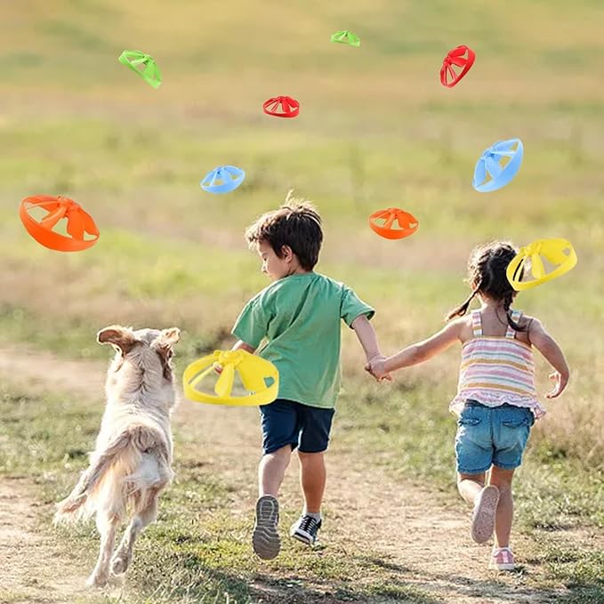 12 Pieces Cat Fetch Toy, Flying Pet Toys Saucer Launcher for Indoor, Disc Toys Training Chasing with Colorful Propellers, Kids Outdoor Toys