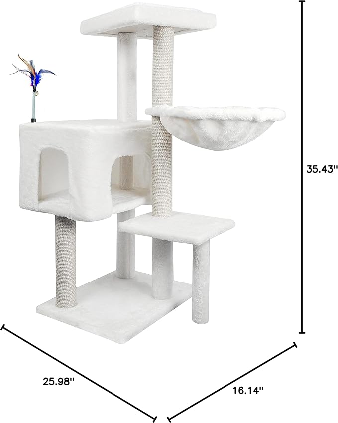 Cat Tree Has Scratching Toy with A Ball Activity Centre Cat Tower Furniture Jute-Covered Scratching Posts,Beige