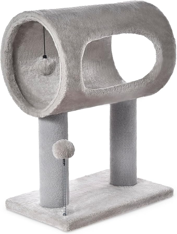 Cat Craft Cat Scratching Post 20.5" Cat Tree with Tunnel Bed Carpet Cat Tower Kitten Tree Cat Tree with Hanging Ball for Indoor Cat, Grey