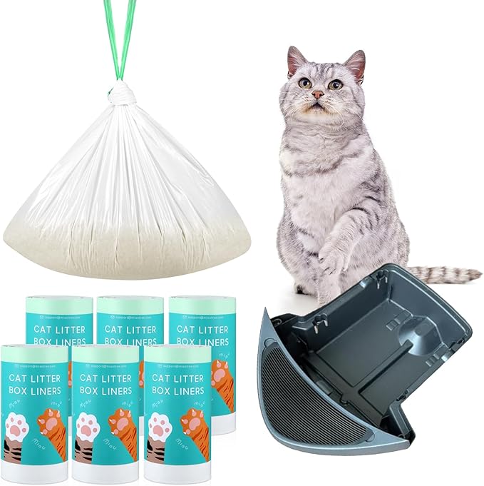 120 Count Waste Drawer Liners Bags Compatible with Litter Box Robot 4 and 3, Thick Self-cleaning Cat Litter Box Liners refill with Drawstring Heavy Duty 10-12 Gallons of Capacity