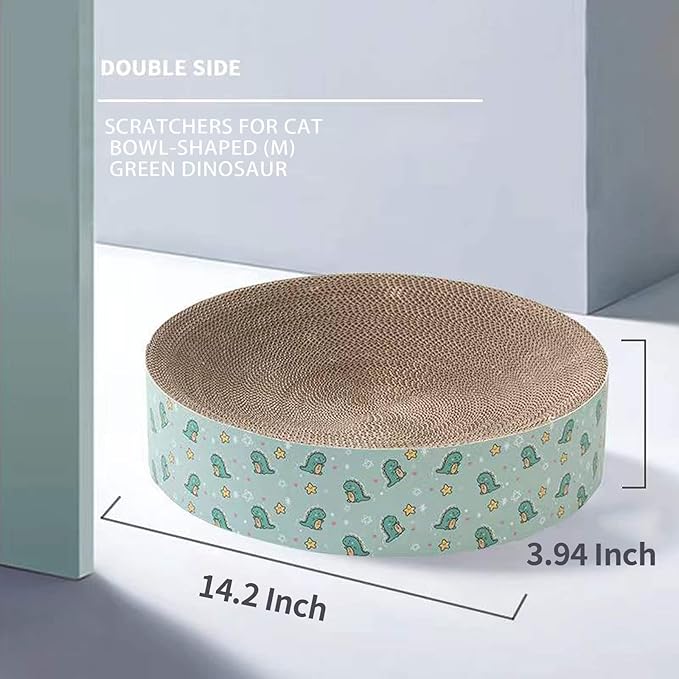 Potato Brothers-Pet Toys- Fetch Mate, Scratchers for Cat, Light Weight, Convenient for All Locations (Bowl-Shaped) Both Sides … (Dinosure)