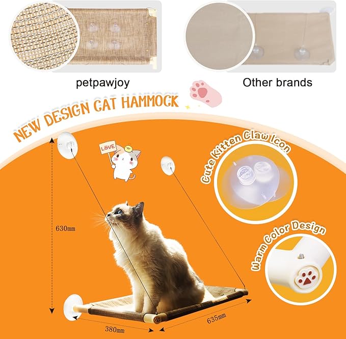 Cat Bed, Cat Window Perch Window Seat Suction Cups Space Saving Cat Hammock Pet Resting Seat Safety Cat Shelves - Providing All Around 360° Sunbath for Cats Weightedup to 50lb