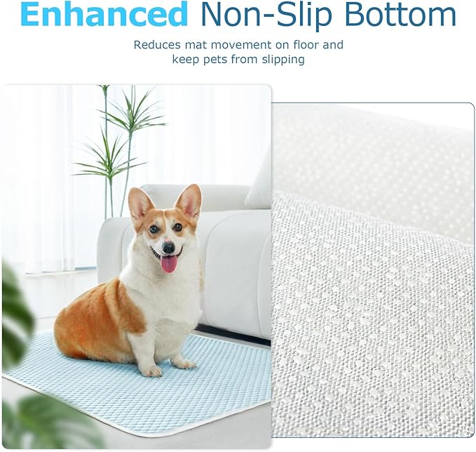 Mora Pets Dog Cooling Mat Breathable Cooling Pad for Dog Cats Washable Pet Cooling Mat for Indoor Outdoor Pets with Non-Slip Bottom 36 x 24 inch Light Blue Medium