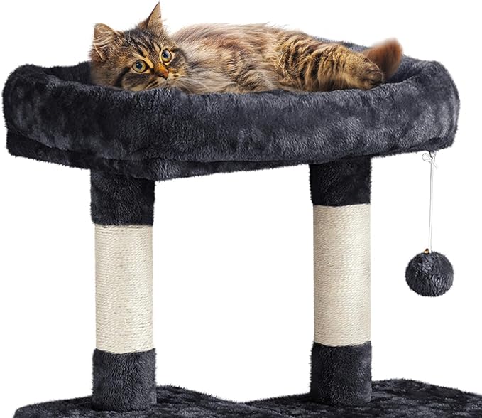 Yaheetech Cat Tree Cat Tower, 63in Multi-Level Cat Tree for Indoor Cats, Tall Cat Tree w/Sisal-Covered Scratching Posts & Condo, Cat Furniture Activity Center for Cats Kitten, Black, L