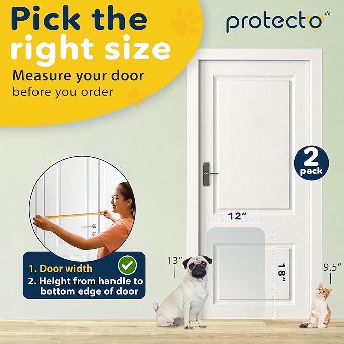 PROTECTO 2 Pack Door Protector from Dog Scratching, Cat Dog Scratch Door Protector, 18x12 Dog Door Scratch Protector for Indoors Outdoors, Easy Installation on Window Wall, Glass Door, Screen Door