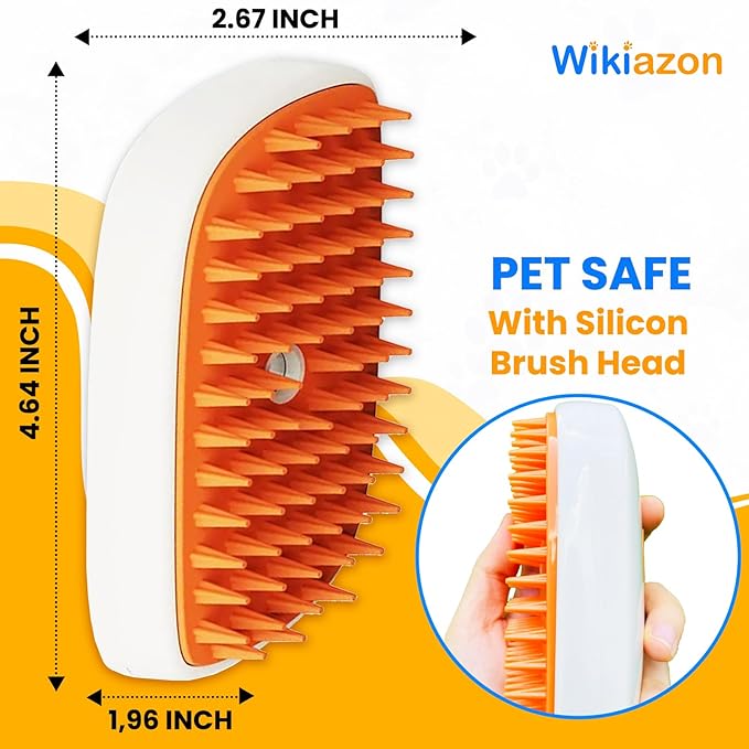 4 In 1 Cat Steam Brush, Anti Static Shedding Spray Comb, Hair Removal, Mist Indoor Steamy Grooming Brush for Dog, Water Spritz Defur Cepillo, Spa Steamer Cloud Para Gatos (Orange Pro)