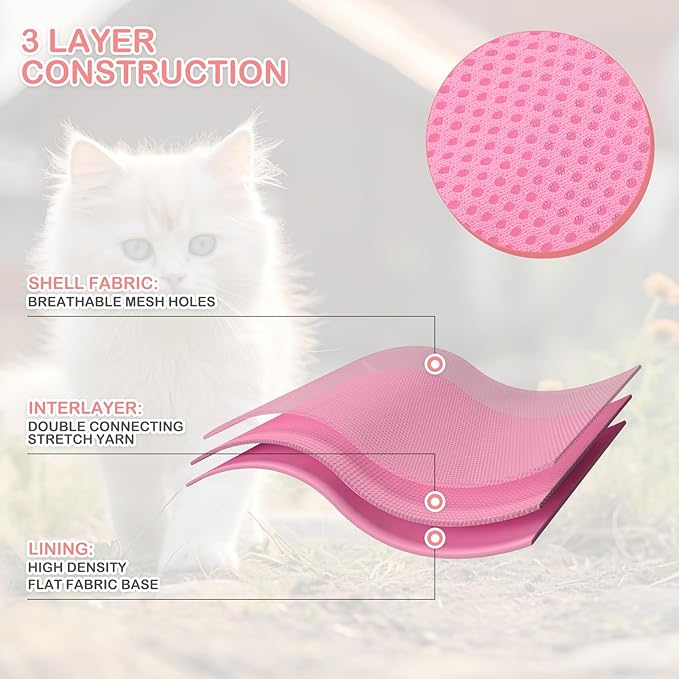 MoNiBloom Soft Cat Harness for Walking Escape Proof and Travel, Kitten Adjustable Breathable Vest Harness - Pink, L