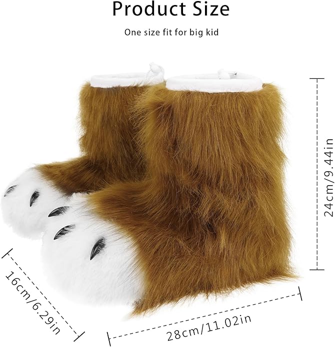 Animal Fuzzy Slippers Bear Cat Wolf Dog Fox Fursuit Feet Paw Claw Shoes Furry Boots Costume Accessories for Adult Kids