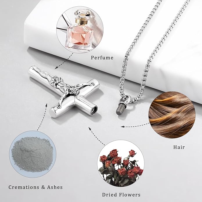 Aniu Cremation Jewelry for Ashes S925 Sterling Silver Urn Necklace Memorial Necklace for Human Ashes of Loved Ones Keepsake Pendant for Men Women