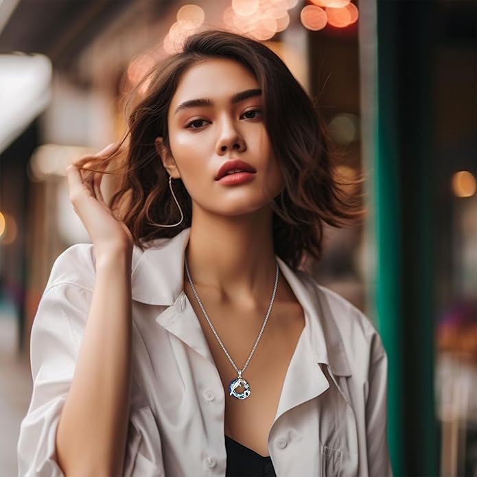 Black Cat/Dolphin/Bat Necklace Animal Pendant 925 Sterling Silver Cute Animal Jewelry Graduation Gifts for Women Men Animal Lovers Christmas Holiday Birthday Fathers Day