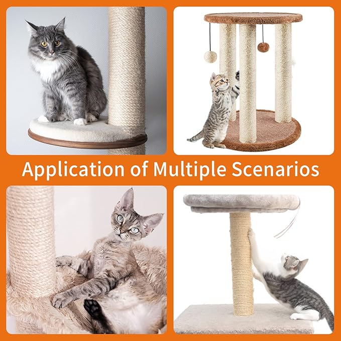 Cat Scratching Post, 2 Pieces M8 Natural Sisal Cat Scratcher Post for Refurbishment…