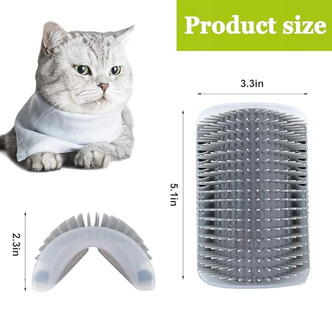 2 Pack Cat Self Groomer,Cat Self Grooming Corner Scratcher with Catnip,Massage Comb Brush for Long & Short Fur Cats Dogs