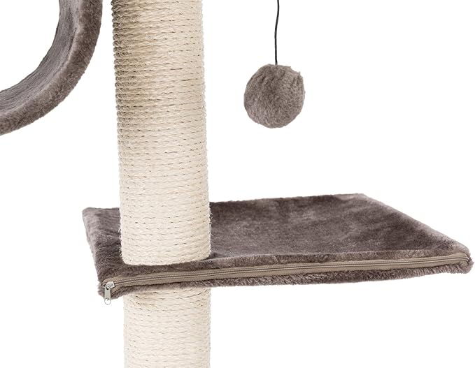 TRIXIE San Fernando Cat Tree with Scratching Posts, Condo, Dangling Cat Toy, 41.7-in Tall, Dark Gray